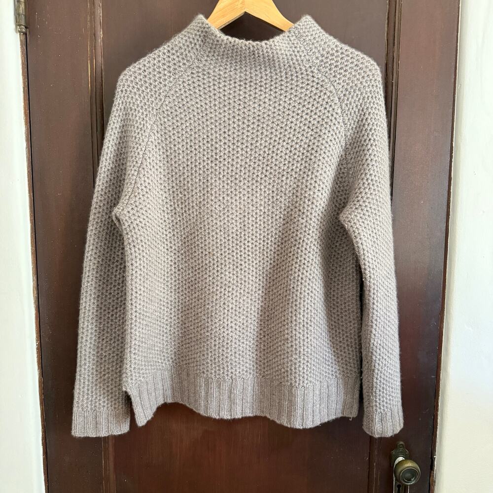 CHRISTOPHER FISCHER | Gray Mock Neck Chunky Knit Cashmere Sweater | Medium